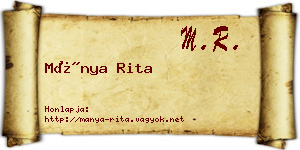Mánya Rita névjegykártya